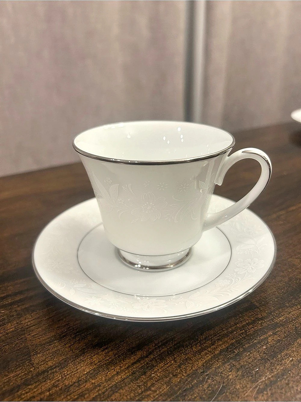 Noritake Ranier Floral Cup and Saucer in White